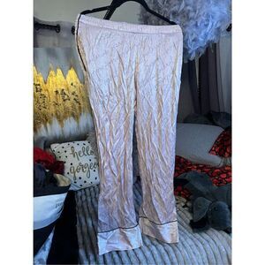 Victorias secret vs Satin Pajama shine logo script wide leg pj pajama pants